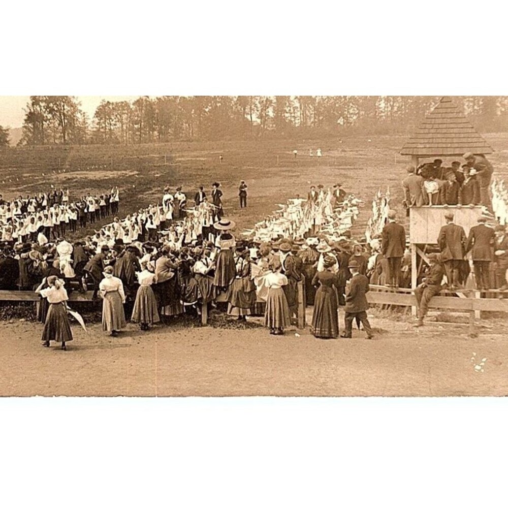 Grade School Children Performing Exercising Outdoors Students VTG Postcard RPPC
